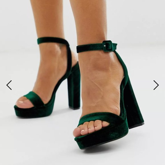 ASOS Shoes - Platform Heels in Green Velvet | Size 7
